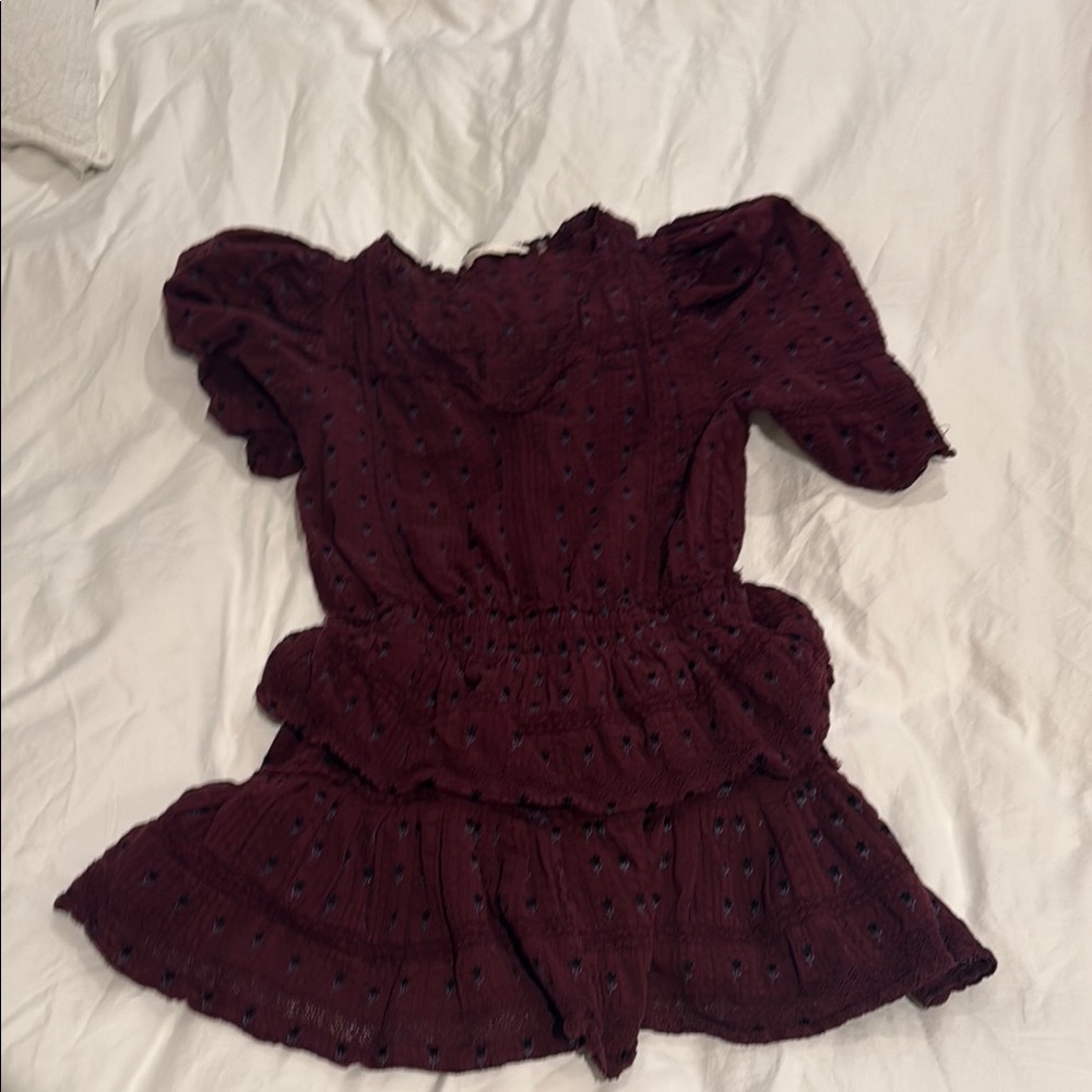 LoveShackFancy Maroon Lace Dress